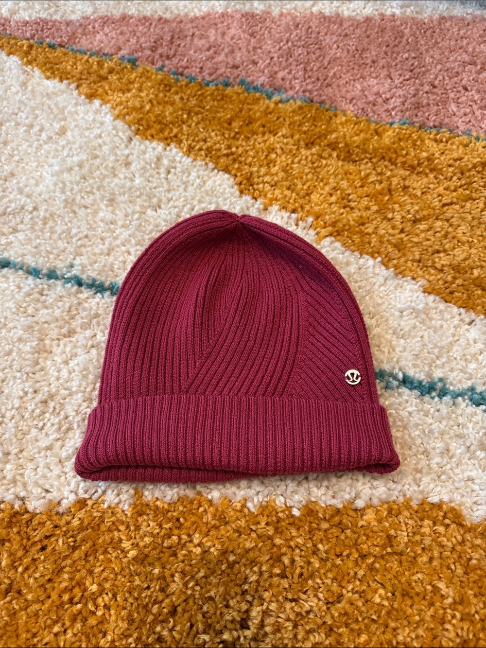 Lululemon Burgundy Merino Wool Blend Ribbed Cuff Beanie